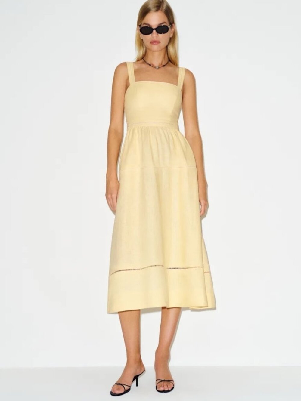 NEW Reformation Everett Linen Midi Dress Ray of Light Yellow | US 2 UK 6